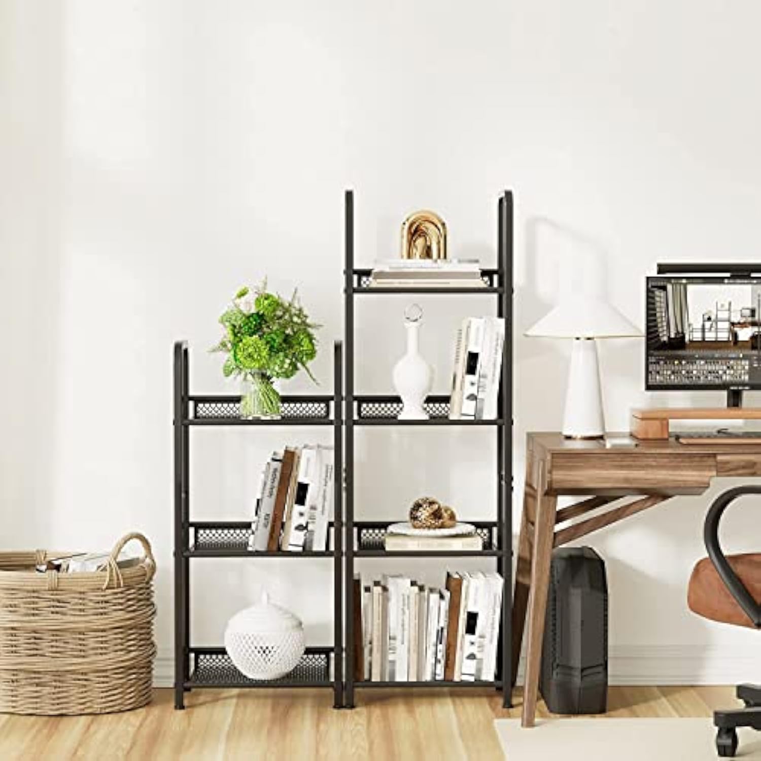 거실을 위한 독립형 수납랙 메탈 책장