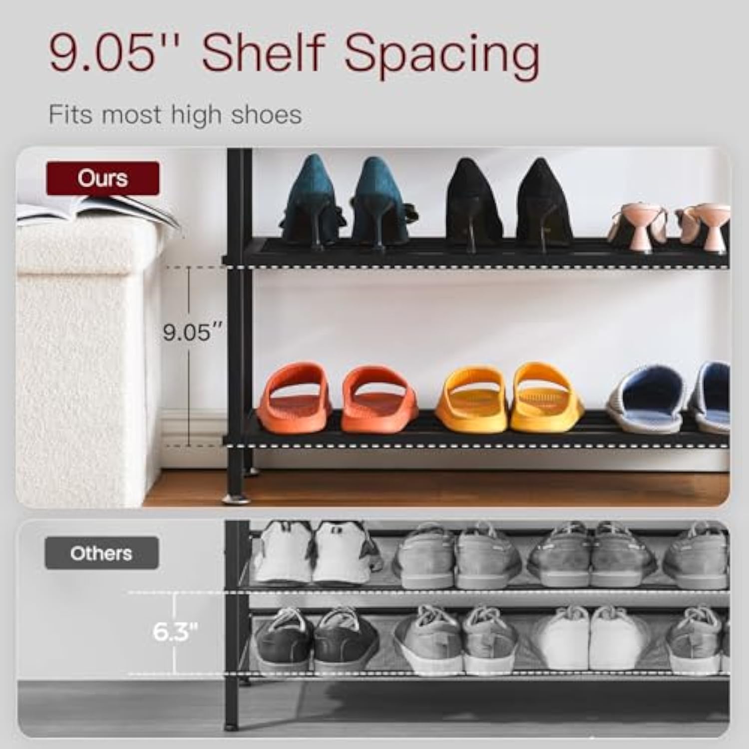 가정 복도를위한 다층 금속 가정 신발 선반