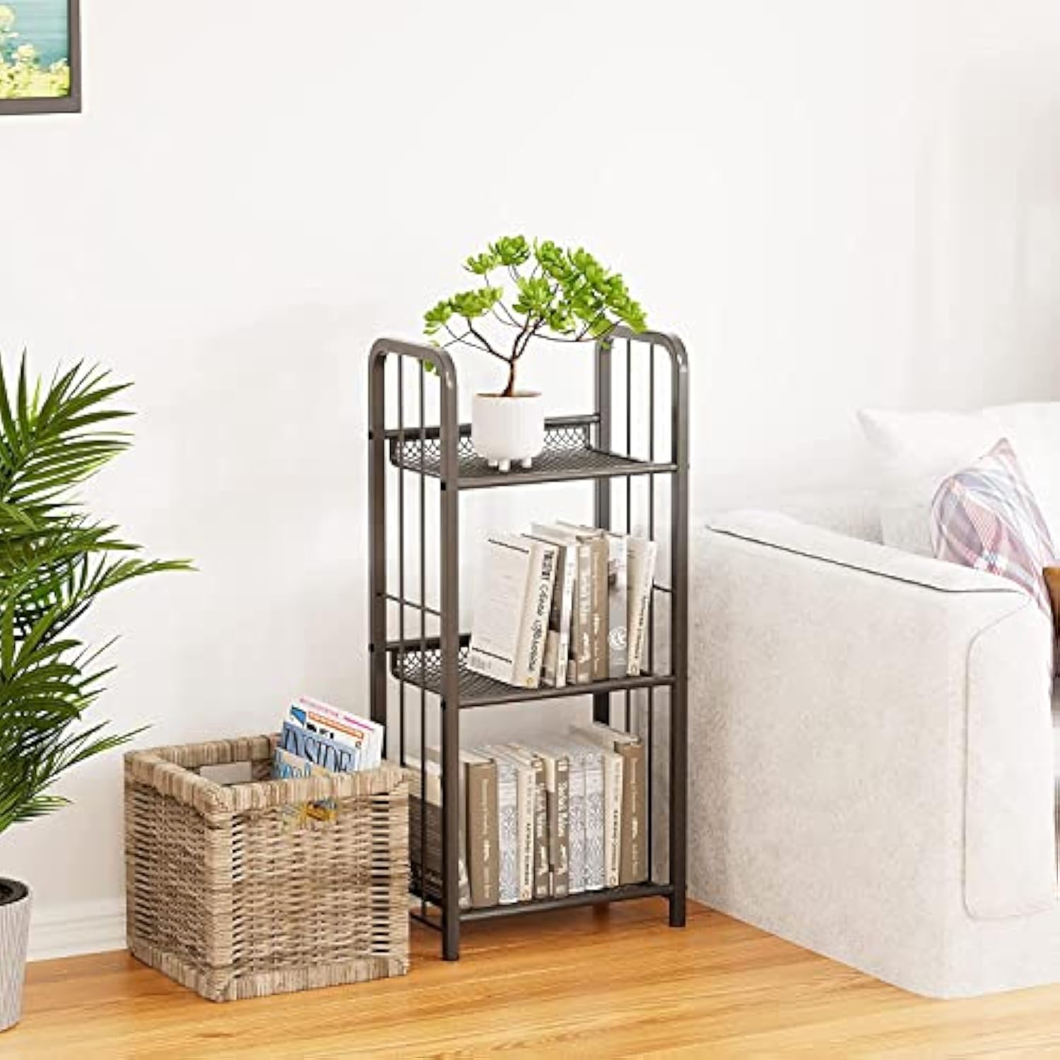 거실을 위한 독립형 수납랙 메탈 책장