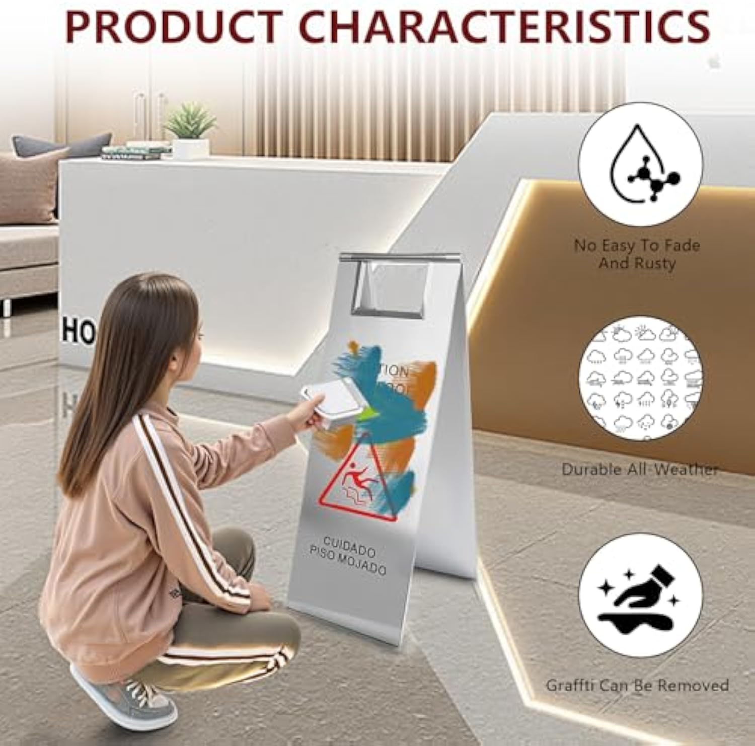 휴대용 젖은 바닥 스테인리스 다루 주의 서명 식당 ﻿